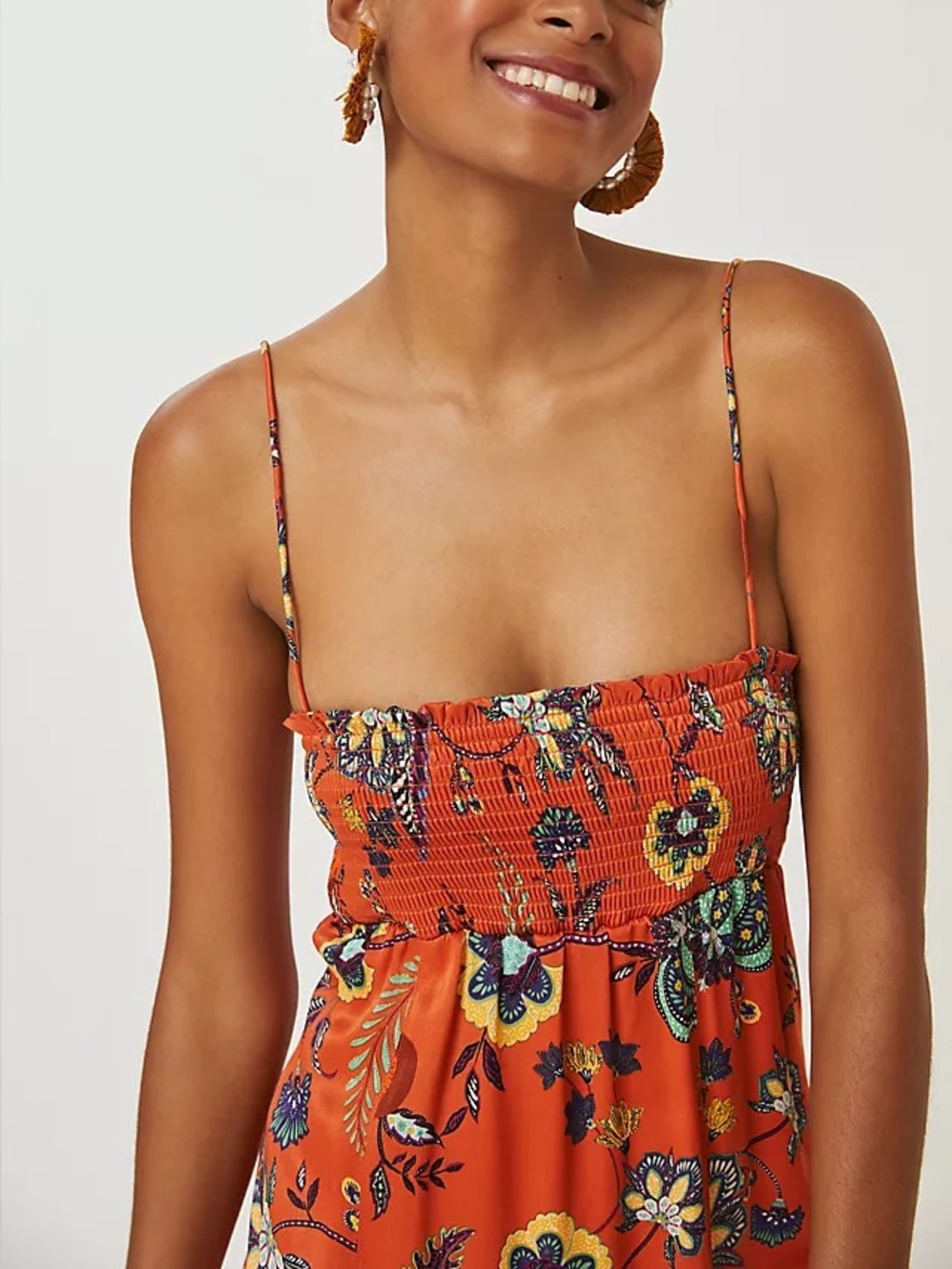 Anthropologie Maeve Floral Cross-Back Maxi Dress Size MP - Picture 3 of 12